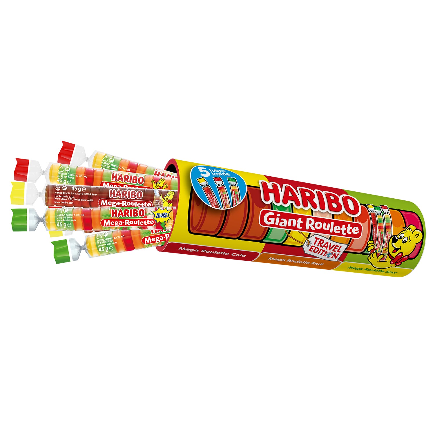Haribo Giant Roulette Gummies Multi-Saveurs 225G