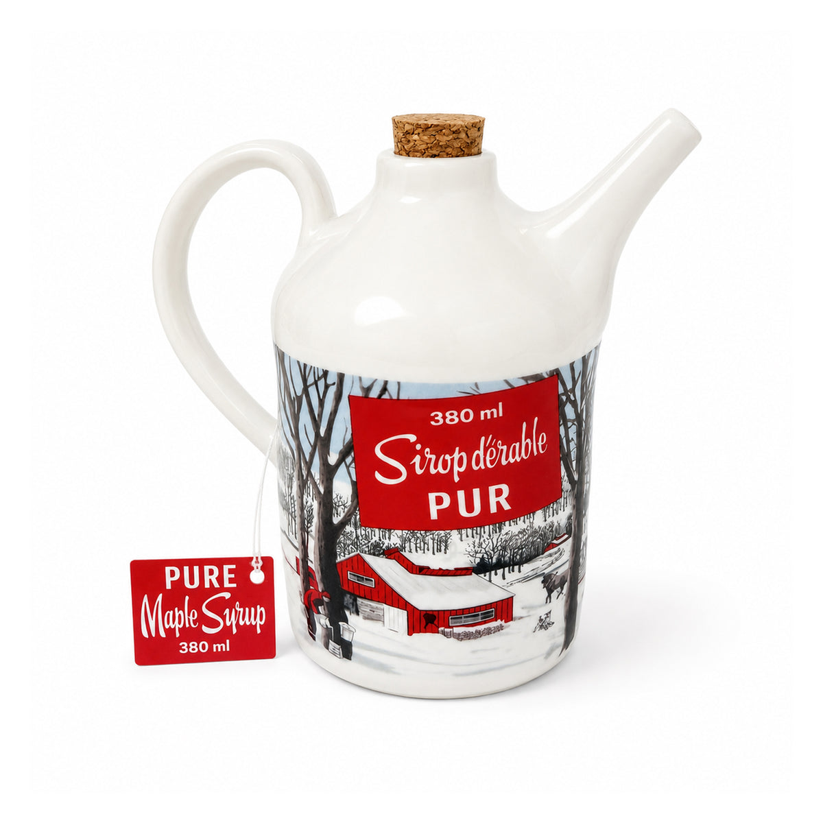 Seracon Ceramic Maple Syrup Jug with Wooden Cork Stopper 380ml