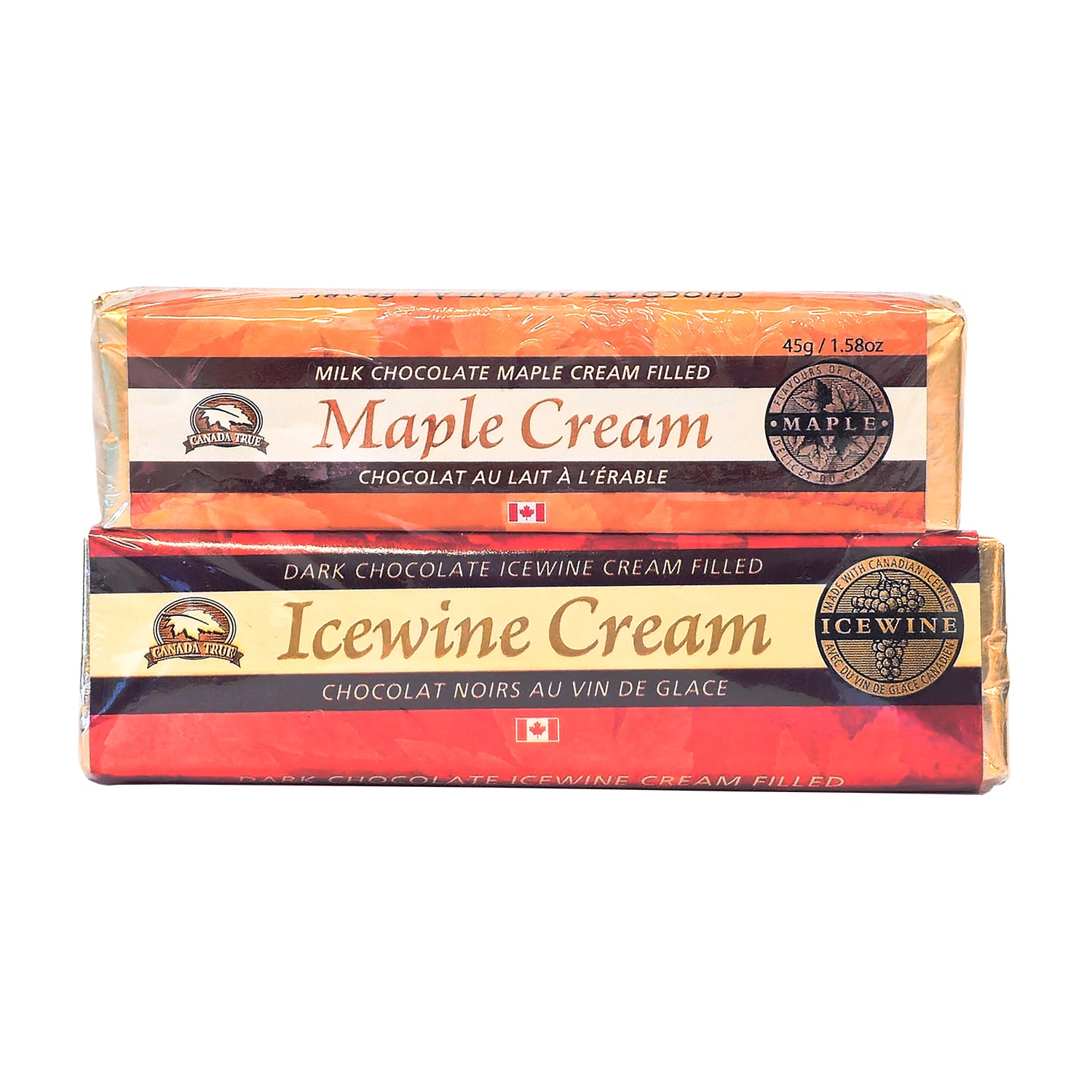 Barre de chocolat à la crème d'érable véritable du Canada et à la crème de vin de glace x 4
