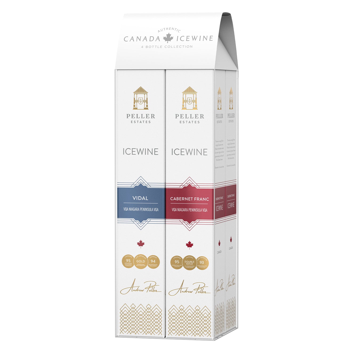 Coffret cadeau de vin de glace Vidal et Cabernet Franc de la série Signature de Peller, 4 x 200 ml