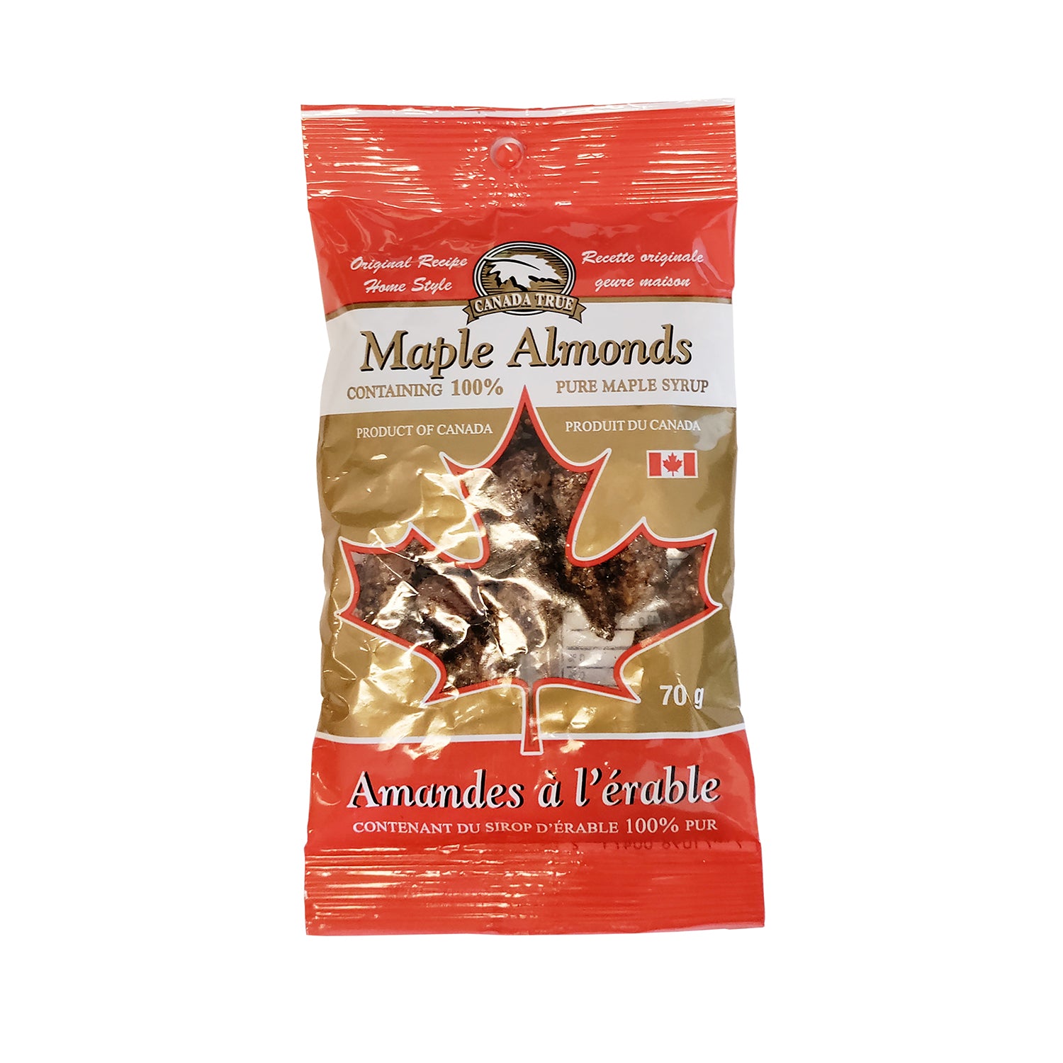Amandes à l'érable véritable du Canada en sachet de 70 g