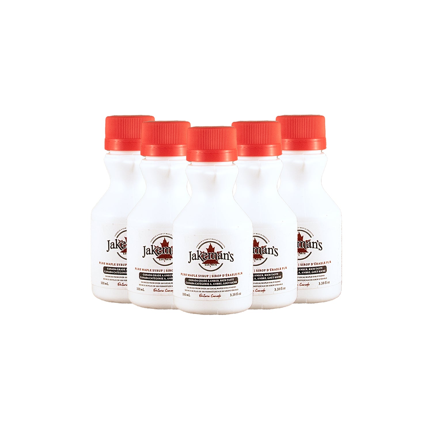 Sirop d'érable Jakemans dans un pot en plastique 5 x 100 ml