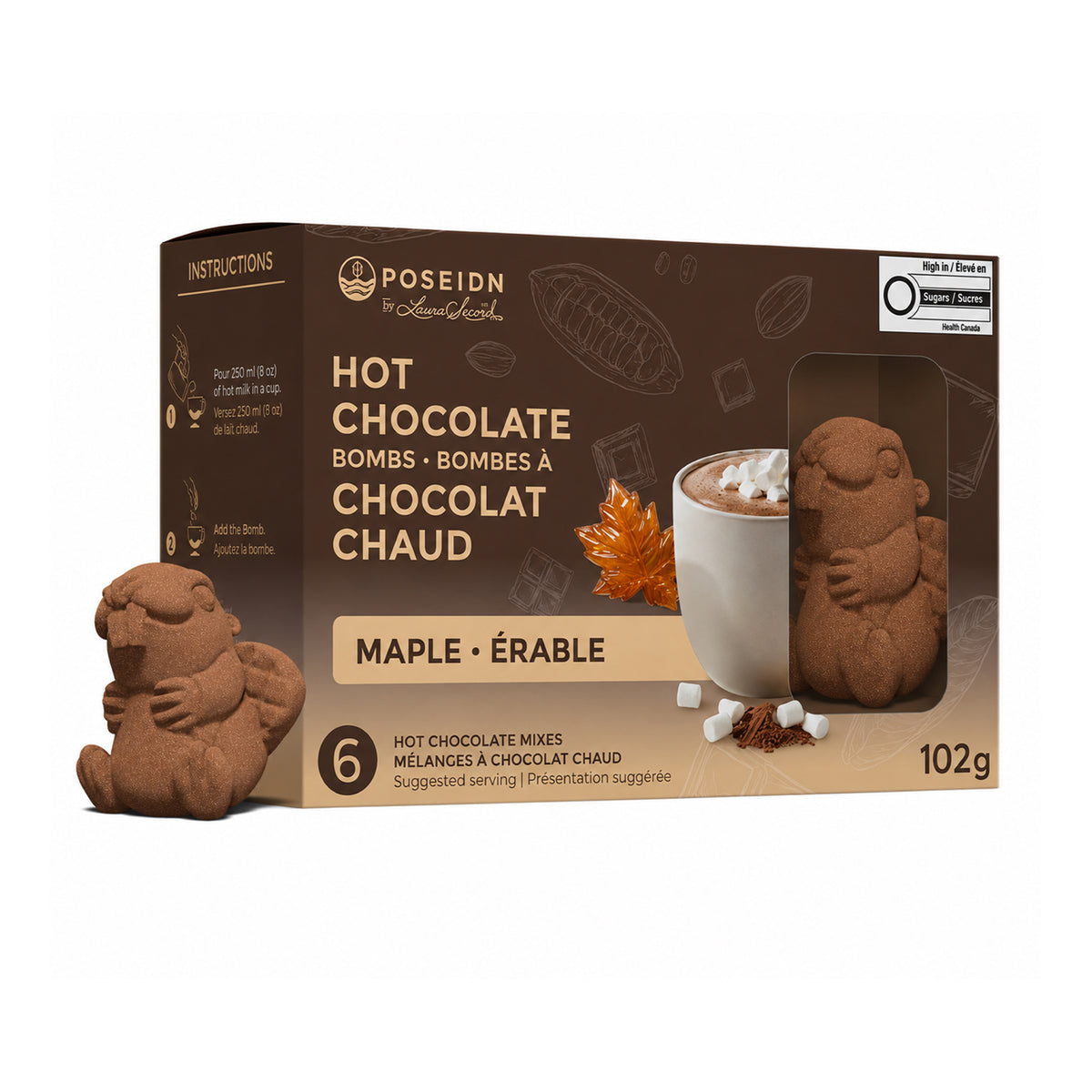 Maple Beaver 3D Hot Chocolate Bombs - Poseidn by Laura Secord (6-Pack) 102g
