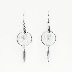 Monague Native Crafts Ltd. 0.75" Dream Catcher earrings with feather charms