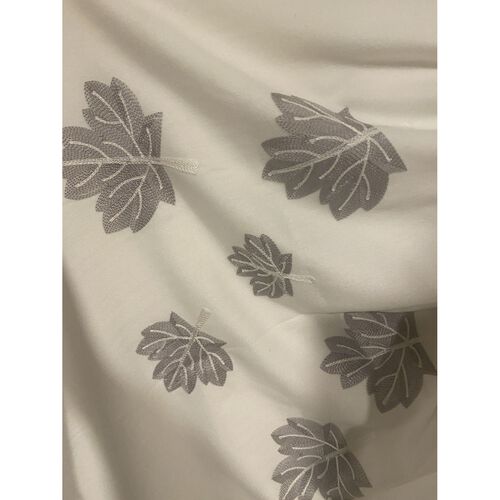 Two-B Embroiedered "Maple Leaf" design pashmina scarf in Off White