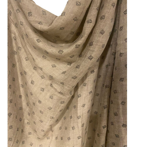 Two-B foulard léger taupe avec imprimé de feuilles d'erables 