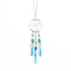 Monague Native Crafts Ltd. 0.75" Capteur de rêves collier avec perle en verre aqua