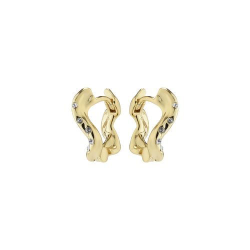 Pilgrim EVRA recycled organic shaped crystal hoops gold-plated