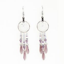 Monague Native Crafts Ltd. 0.75" Capteur de rêves boucles d’oreilles Dream Catcher avec perle en verre violet