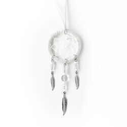 Monague Native Crafts Ltd. 1.5" Capteur de rêves blanc avec perles de verre 