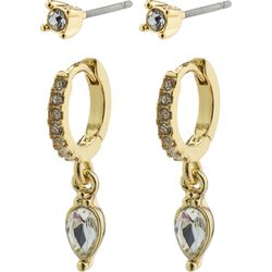 Pilgrim ELZA recycled crystal earrings 2-in-1 set gold-plated