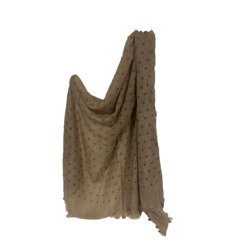 Two-B foulard léger taupe avec imprimé de feuilles d'erables 