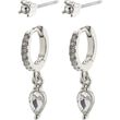 Pilgrim ELZA recycled crystal earrings 2-in-1 set silver-plated