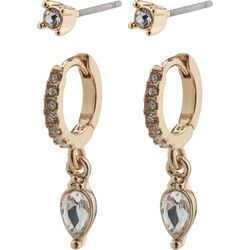 Pilgrim ELZA recycled crystal earrings 2-in-1 set rosegold-plated