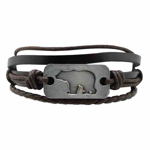 Kc Gifts Men's Bracelet Leather Bear