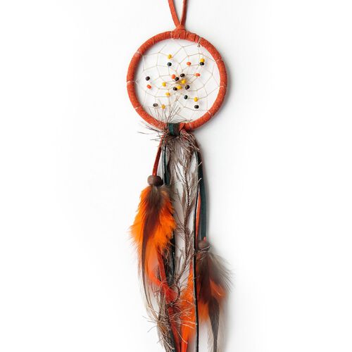Monague Native Crafts Ltd. 2.5" Orange Fall Season Dream Catcher
