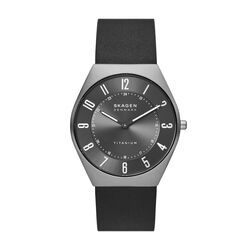 Skagen Skagen Grenen Ultra Slim Limited Edition Titanium Two-Hand Black Leather Watch