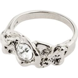 Pilgrim TINA recycled organic shape crystal ring silver-plated