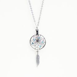 Monague Native Crafts Ltd. 0.75" Dream Catcher magical  pendant with dangling feather charm