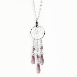 Monague Native Crafts Ltd. 0.75" Dream Catcher necklace with purple glass bead dangles