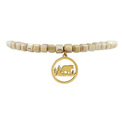 Kc Gifts Bracelet Ivory Stones with Gold Bear Charm